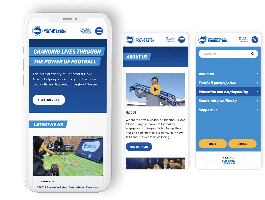 Brighton and Hove Albion Foundation on a mobile screen