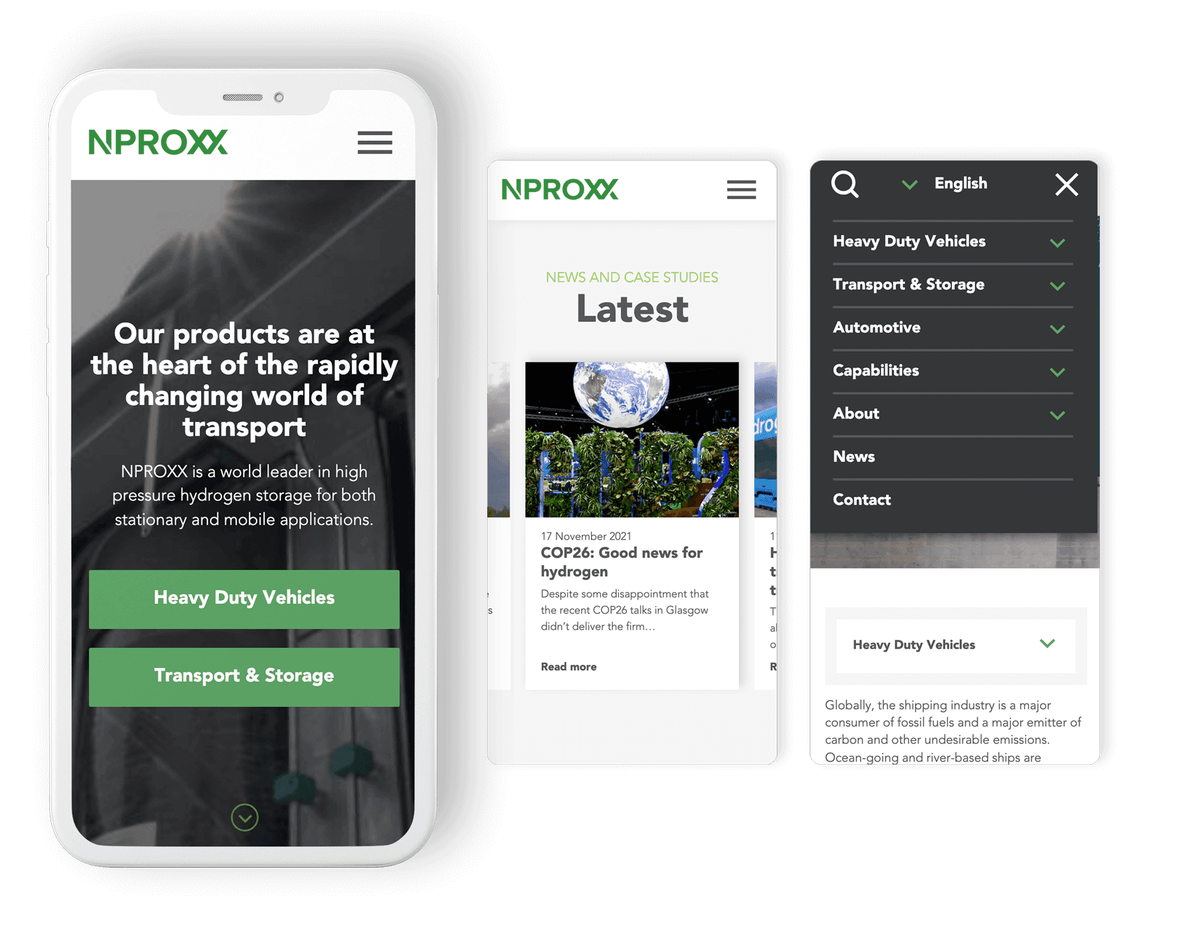 NPROXX website on mobile devices
